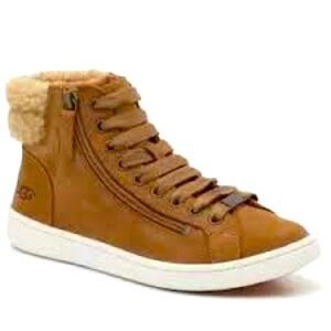 UGG Olive leather & shearling high top sneaker